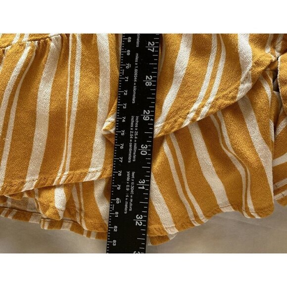 Xhilaration Womens XXL Faux Wrap Sunflower Yellow White Striped Ruffle Hem Dress - Picture 12 of 12